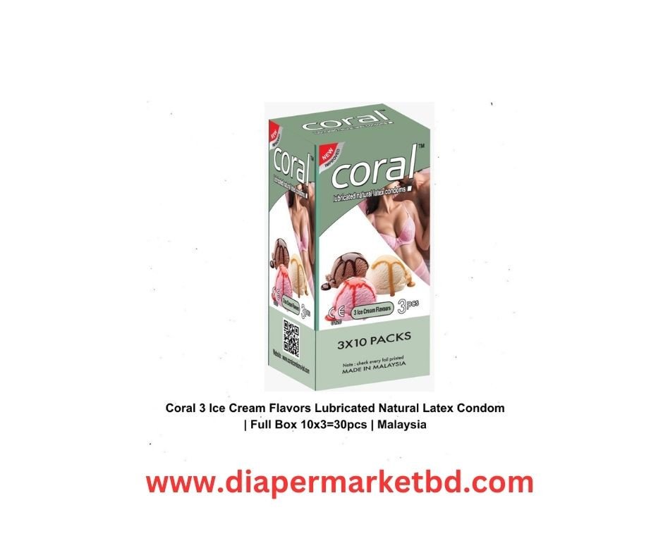 Coral Condom 3 Ice Cream Lubricated Natural Latex Full Box