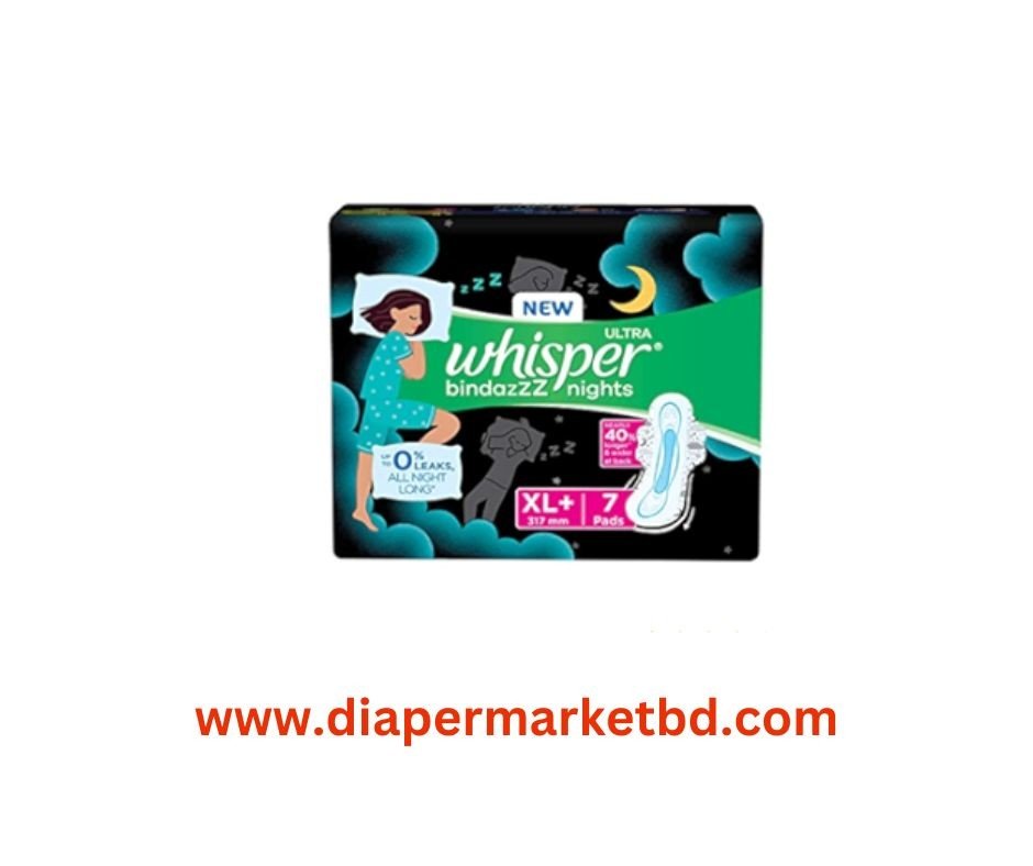 Whisper Bindazzz Nights Heavy Flow Sanitary Pads for Women, XL+ 7 Napkins