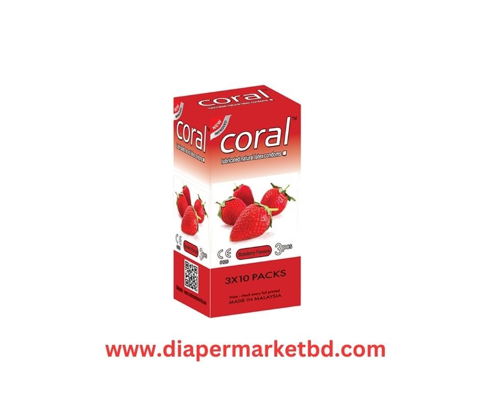 Coral Condom Strawberry Flavor Extra Performance Full Box