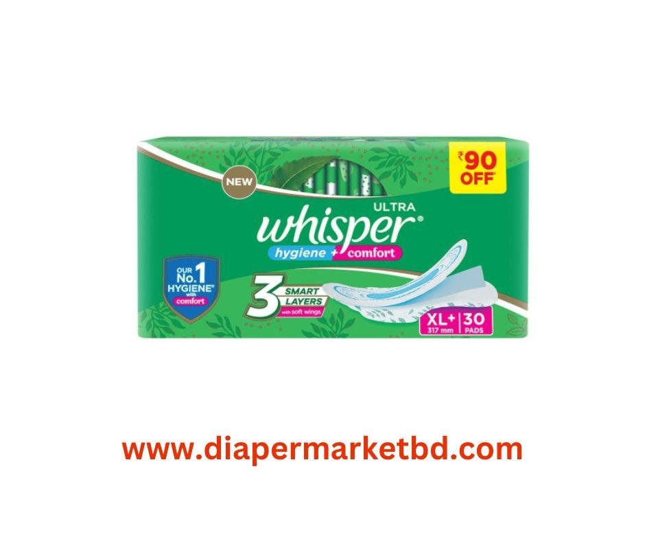 Whisper Ultra Clean Wings Sanitary Pads for Women, XL+ 30 Napkins