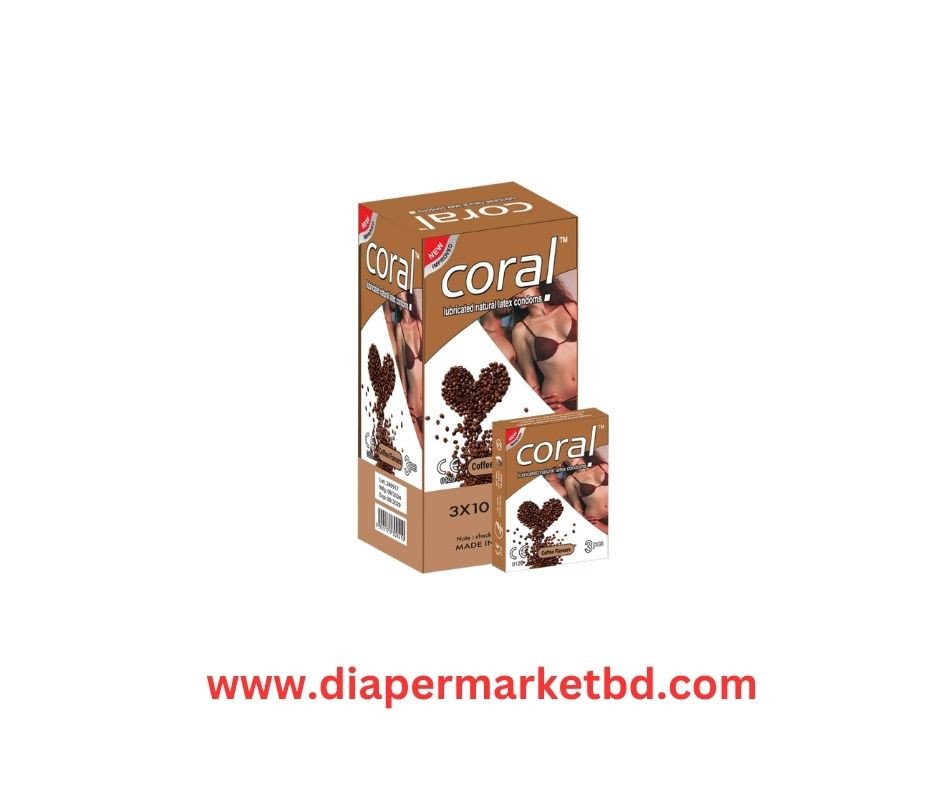 Coral Condom Coffee Flavors Lubricated Natural Latex Full Box